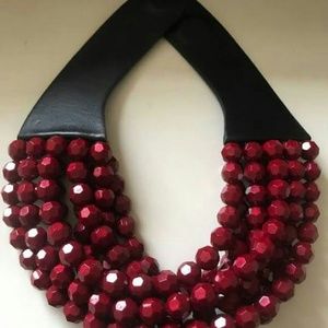 NWT FAIRCHILD BALDWIN LEATHER RUBY RED NECKLACE